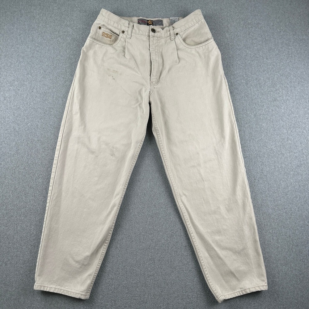 Attrak Jeans Mens 34 Relaxed Fit Beige Vintage Cotton Denim Pants 34x30